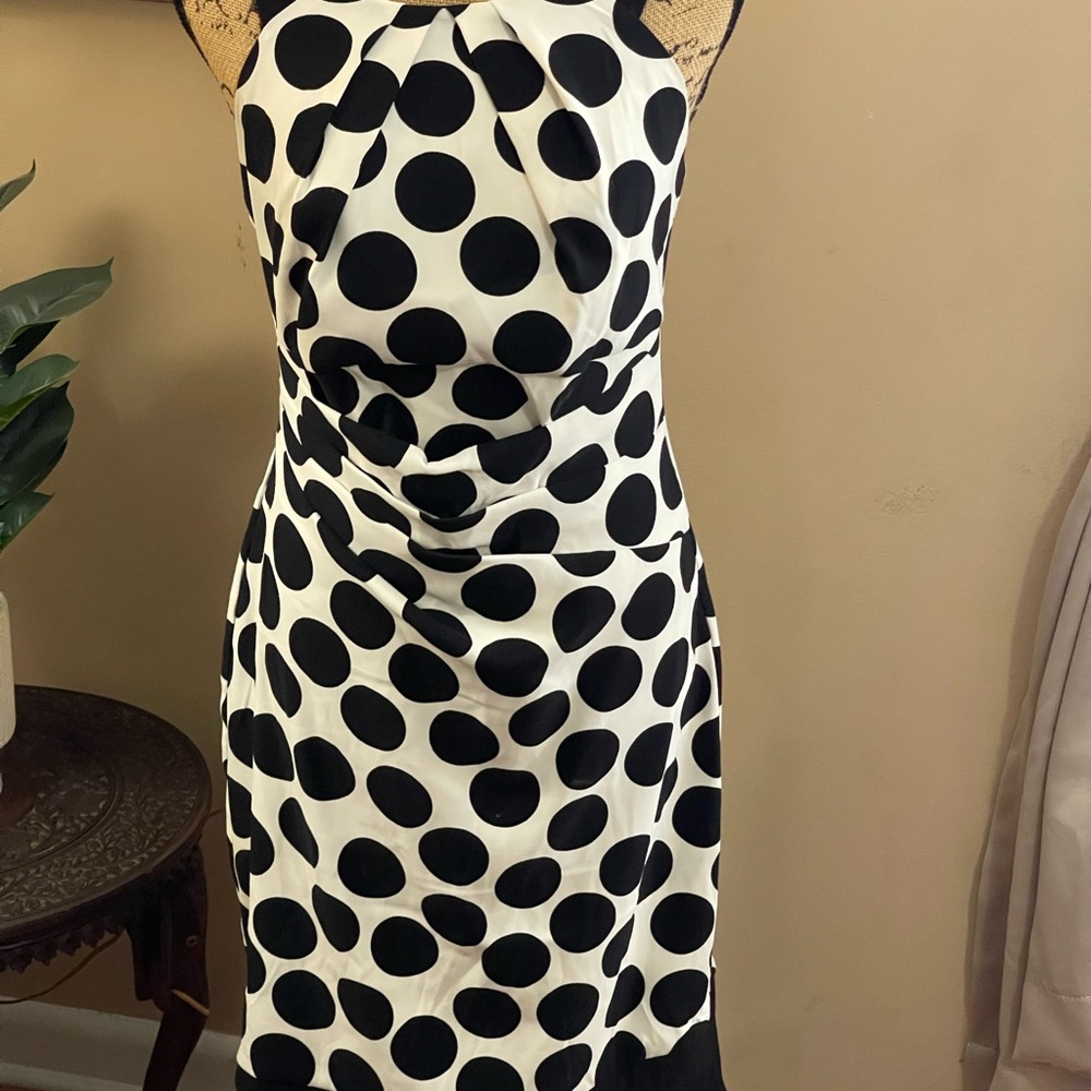 Stylish Strapless Black and White Polka Dot Dress